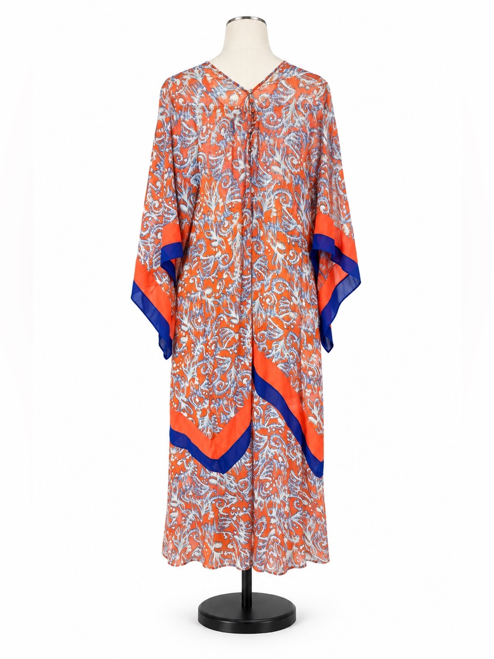 BCBGMAXAZRIA Orange & Blue Paisley Maxi Dress with Slip | 54β Long